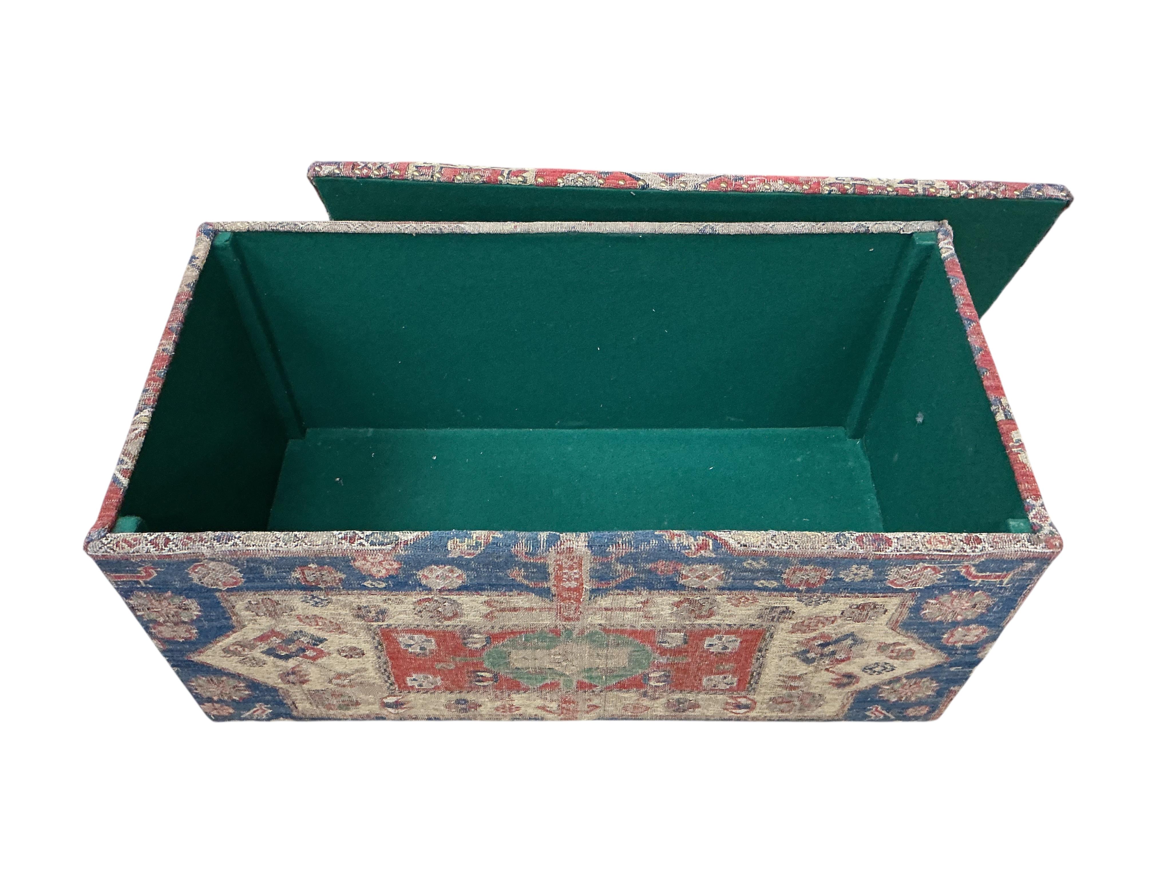 A Soumac covered blanket chest, width 98cm, depth 54cm, height 46cm